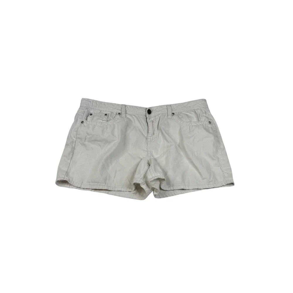Earl Jean Womens White Denim Embroidered Back Pocket Stretch Shorts Size 14